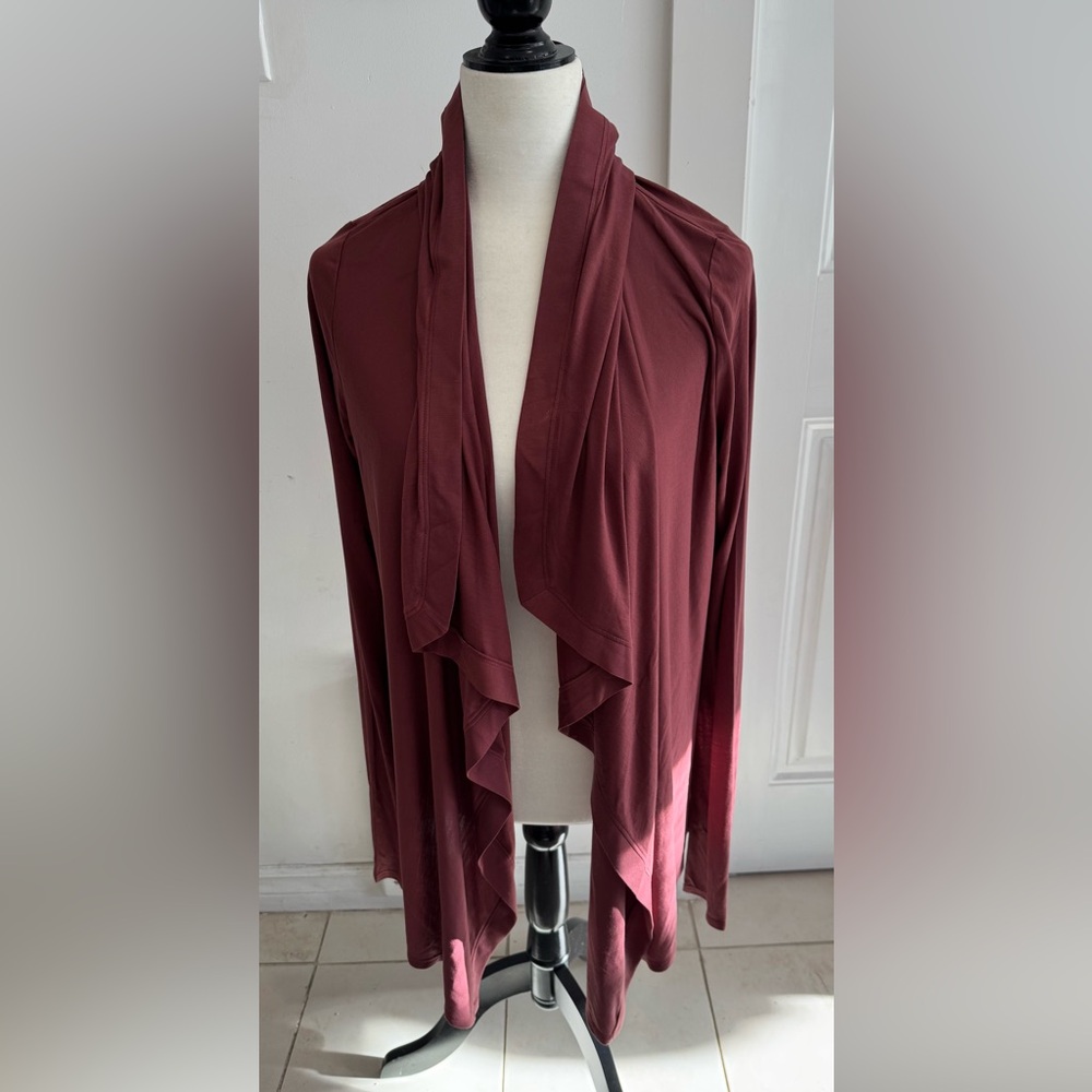 Helmut Lang soft Burgundy waterfall Cardigan NWOT size L